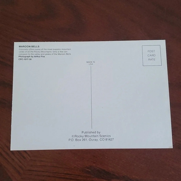 Postcard Maroon Bells, Rocky Mountains, Colorado - Picture 3 of 4